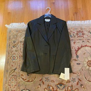 NEW Leather Jacket/Blazer, Margaret Godfrey, Brown/Green Color, Size 12